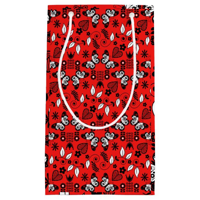 Petit Sac Cadeau Papillon art populaire scandinave (Devant)