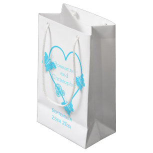 Petit Sac Cadeau Papillon bleu couleur Mariage de conception cardia