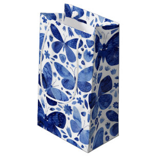 Petit Sac Cadeau Papillons Aquarelle Indigo Blue