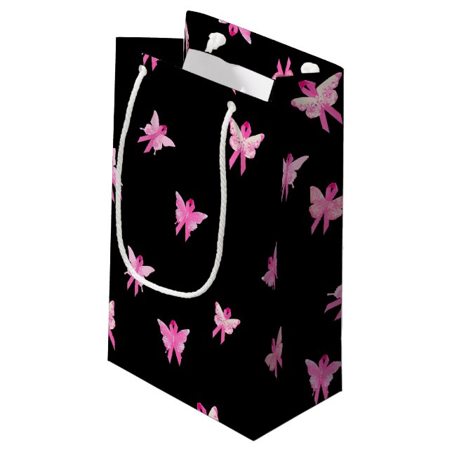 Petit Sac Cadeau Papillons en rubans roses pour survivant (Dos Angle)