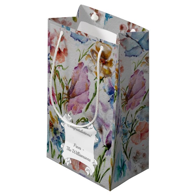 Petit Sac Cadeau Papillons et fleurs Whimsical amusants (Devant Angle)