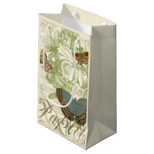 Petit Sac Cadeau Papillons sur Partition avec Design Floral