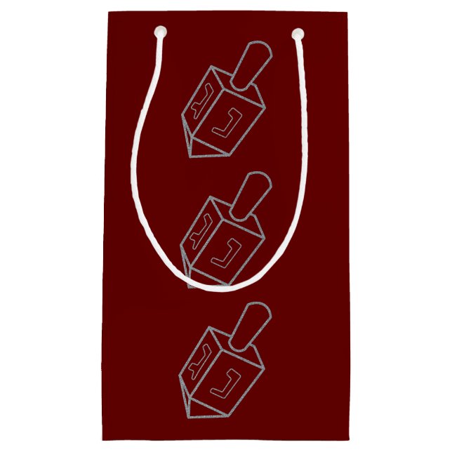 Petit Sac Cadeau Parties scintillant Dreidel Hanoukka (Devant)