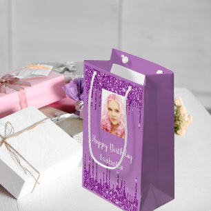 Petit Sac Cadeau Parties scintillant photo violet gouttes photo ann