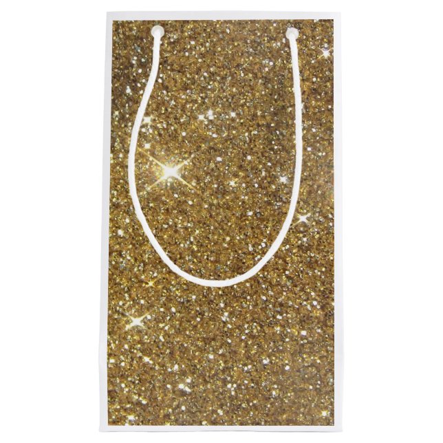 Petit Sac Cadeau Parties scintillantes de luxe d'or - image (Devant)