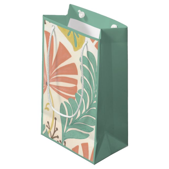 Petit Sac Cadeau Pastel Floral Vines et Feuilles sur Arrière - plan (Devant Angle)