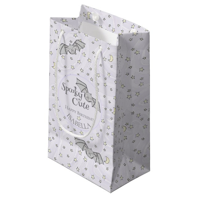 Petit Sac Cadeau Pastel Purple Bats Éffrayant Cute (Devant Angle)