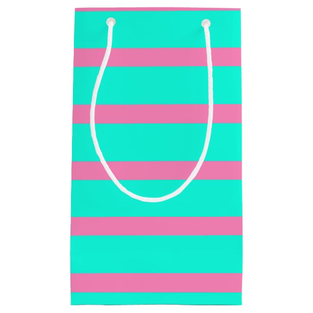 Petit Sac Cadeau Pastel Turquoise Bleu Vert Et Rose (Devant)