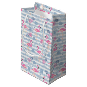 Petit Sac Cadeau Patters de Whimsical Flamingo et Pineapple