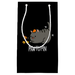 Petit Sac Cadeau Pawtume mignonne Automne Kitty Cat Pun Dark BG
