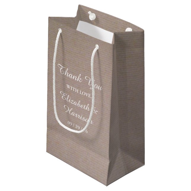 Petit Sac Cadeau Pays rustique Kraft Mariage Merci Favoriser (Devant Angle)