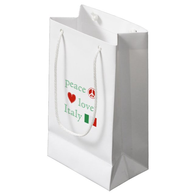 Petit Sac Cadeau Peace Love Italie Coeur République italienne Drape (Devant Angle)