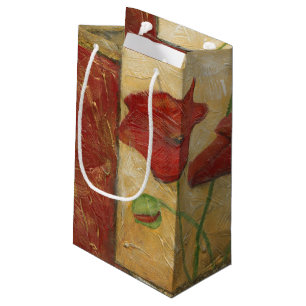 Petit Sac Cadeau Peinture florale avec traits de pinceau visibles