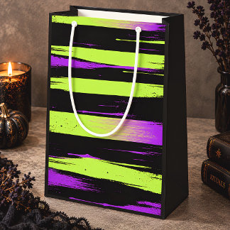 Petit Sac Cadeau Peinture goutte à goutte vert acide violet Grunge