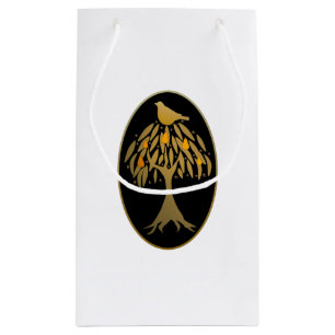 Petit Sac Cadeau Perdrix dans un arbre poirier or