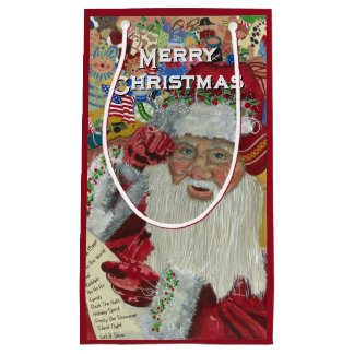 Petit Sac Cadeau Père Noël Classique - Vérification de la Liste de 