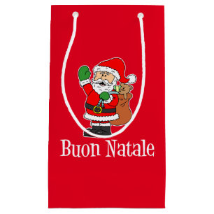 Petit Sac Cadeau Père Noël de Noël italienne de Buon Natale
