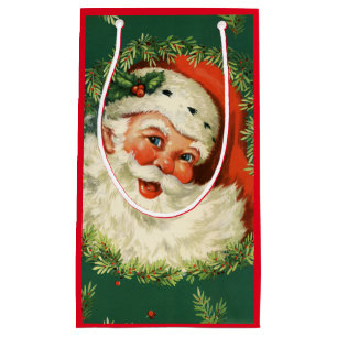 Petit Sac Cadeau Père Noël gai vintage