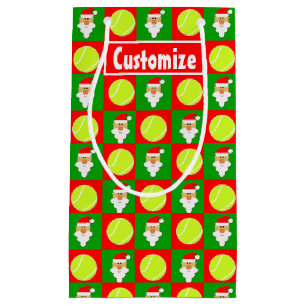 Petit Sac Cadeau Père Noël Tennis Player Personnalisé Nom / Texte N