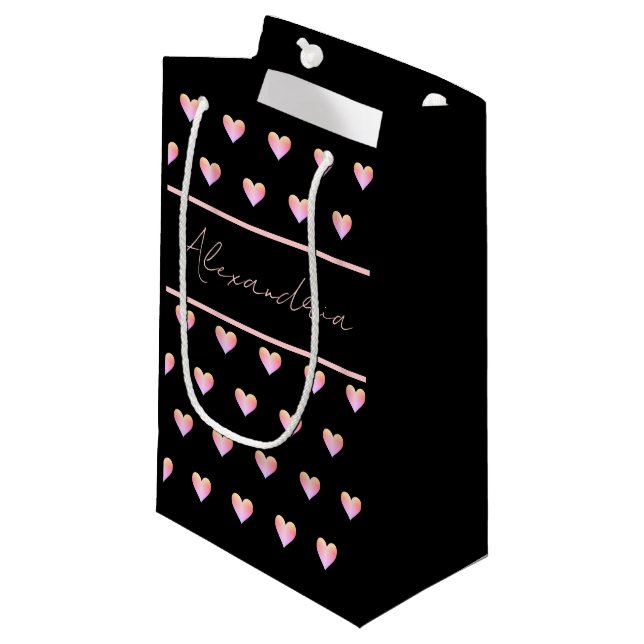 Petit Sac Cadeau Personalized Name Heart Black (Devant Angle)