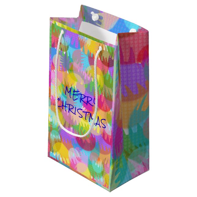 PETIT SAC CADEAU PERSONNALISÉ JOYEUX DE COULEUR ÉPARGNÉE NOËL (Devant Angle)