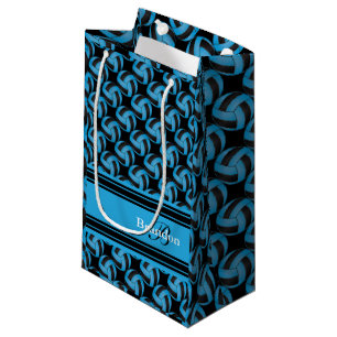 Petit Sac Cadeau Personnalisez les volleyballs bleus et noirs