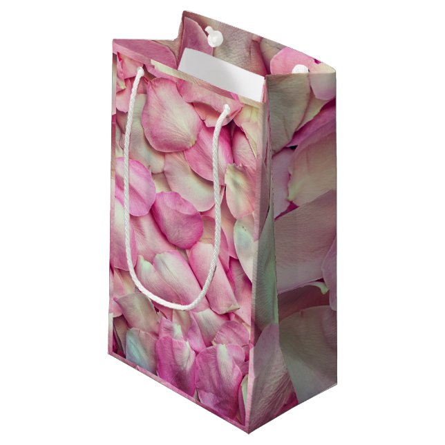 Petit Sac Cadeau Pétales roses (Devant Angle)