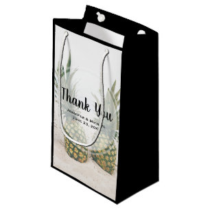 Petit Sac Cadeau Photo de 2 ananas lors d'un mariage sur la plage