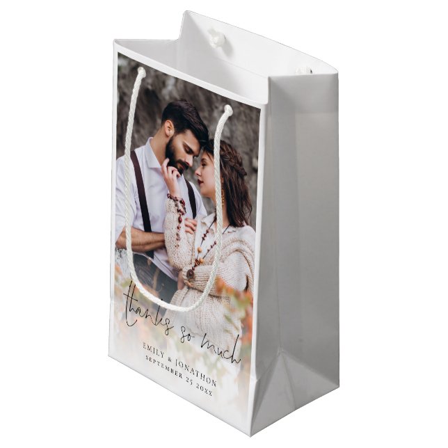 Petit Sac Cadeau Photo Overlay Script Merci tellement Favoriser le  (Devant Angle)