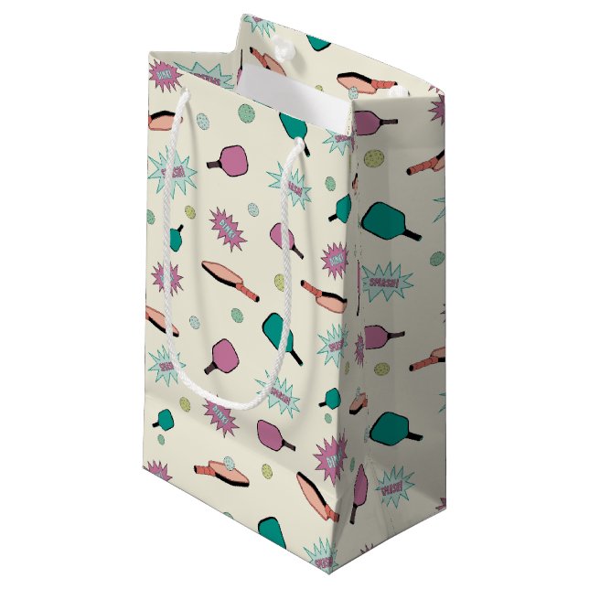 Petit Sac Cadeau Pickleball ! Motif coloré amusant (Devant Angle)