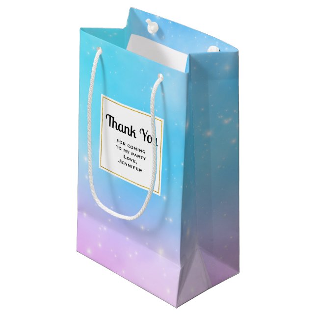 Petit Sac Cadeau Pink and Blue Pastel Gradient Sky Party Merci (Devant Angle)