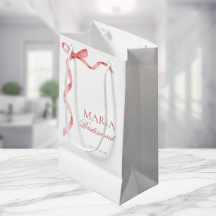 Petit Sac Cadeau Pink Coquette ruban Bow Fête des mariées Bridesmai