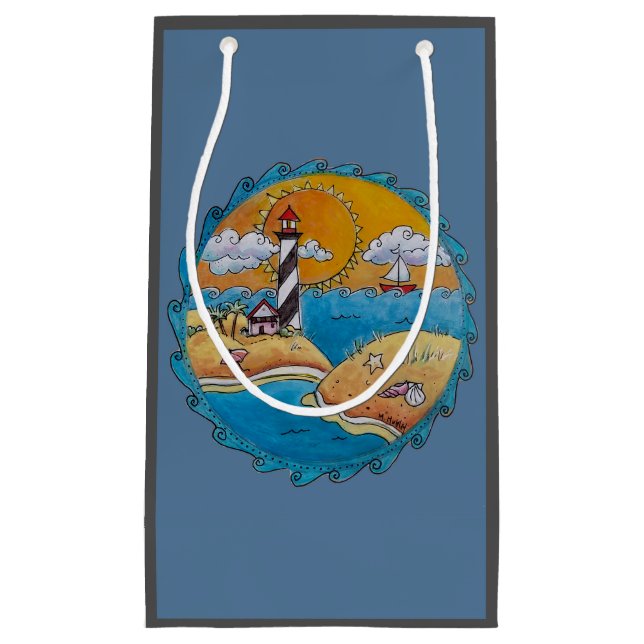 Petit Sac Cadeau Plage d'été amusant soleil bord de mer côte (Devant)
