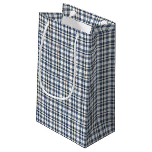 Petit Sac Cadeau Plaid blanc bleu 1