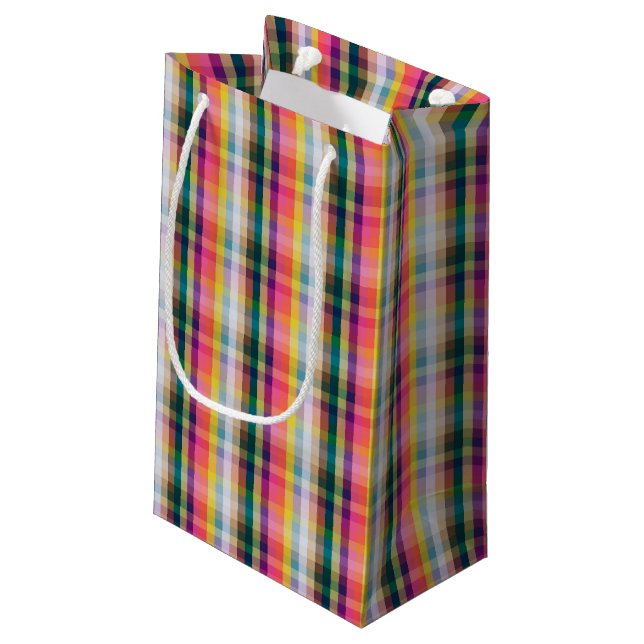 Petit Sac Cadeau Plaid écossais abstrait (Dos Angle)