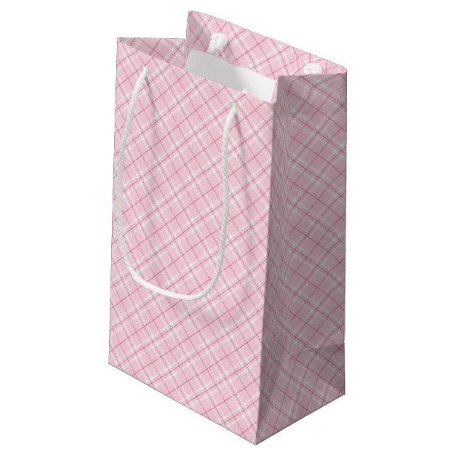 Petit Sac Cadeau Plaid rose-clair (Dos Angle)