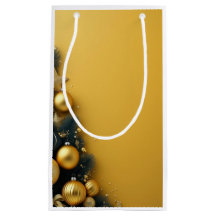 Pochette Cadeau "Sapin sur fond Doré"