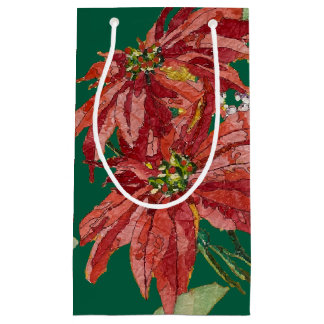 Petit Sac Cadeau Poinsettia Doré | Noël d'Art