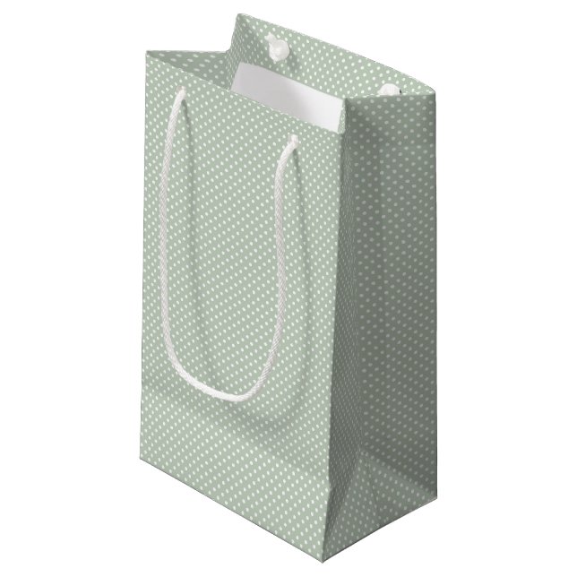 Petit Sac Cadeau Point vert Sage (Devant Angle)