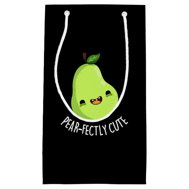 Petit Sac Cadeau Poire parfaitement mignonne Fruit Pear Pun Dark BG (Devant)