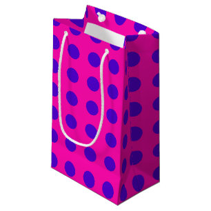 Petit Sac Cadeau Pois bleus sur fuchsia