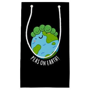 Petit Sac Cadeau Pois sur la Terre Drôle Veggie Pun de Paix Dark BG