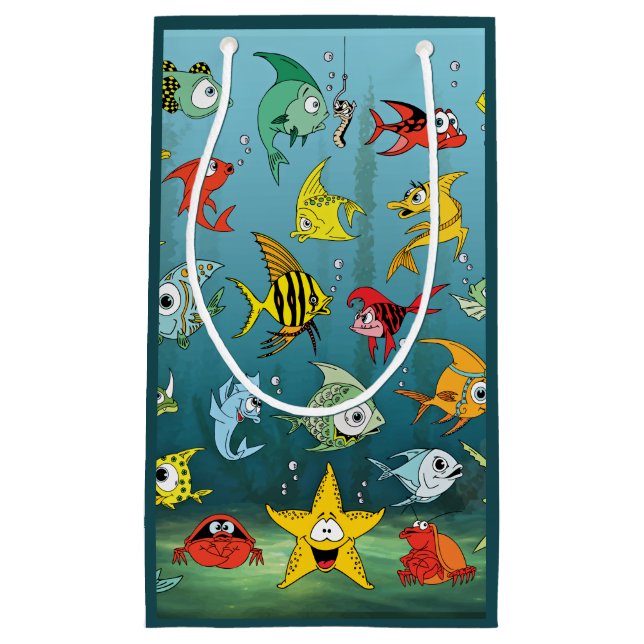 Petit Sac Cadeau Poissons 2 sous-marins de bande dessinée (Devant)