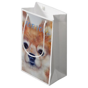 PETIT SAC CADEAU POMERANIEN EN OR CUTE