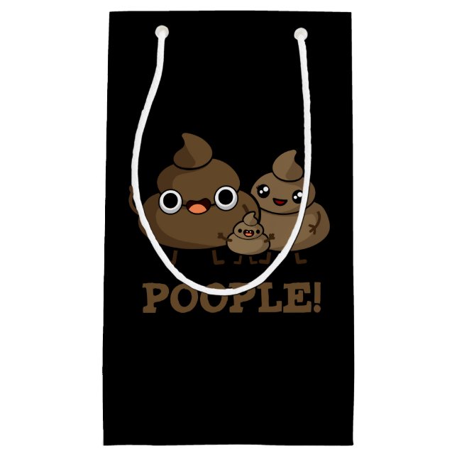 Petit Sac Cadeau Popeople Funny Poop Pun Dark BG (Devant)