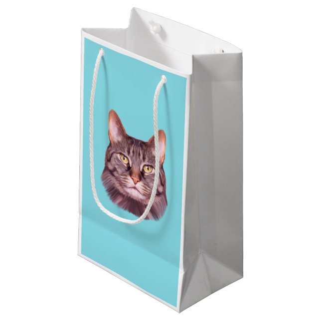 Petit Sac Cadeau Portrait photo de chat (Devant Angle)