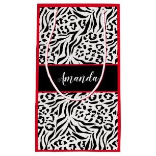 Petit Sac Cadeau Poster de animal, léopard, tigre, noir, blanc, pea