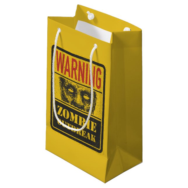 Petit Sac Cadeau Poster Éclosion de Zombie. Panneau avec Zombie (Devant Angle)