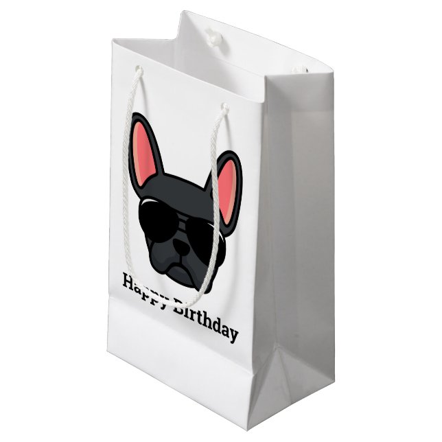 Petit sac cadeau pour chien-taureau français noir  (Devant Angle)