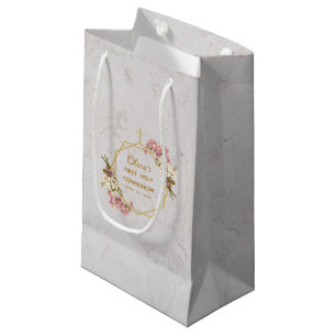 Petit Sac Cadeau Première Communion Florale Orchidées Marbre